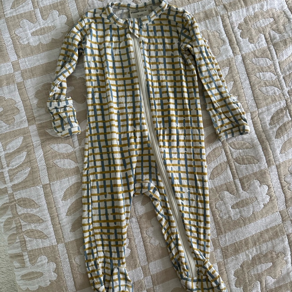 Spearmintlove Gingham Check Bamboo Footies 3-6 mos